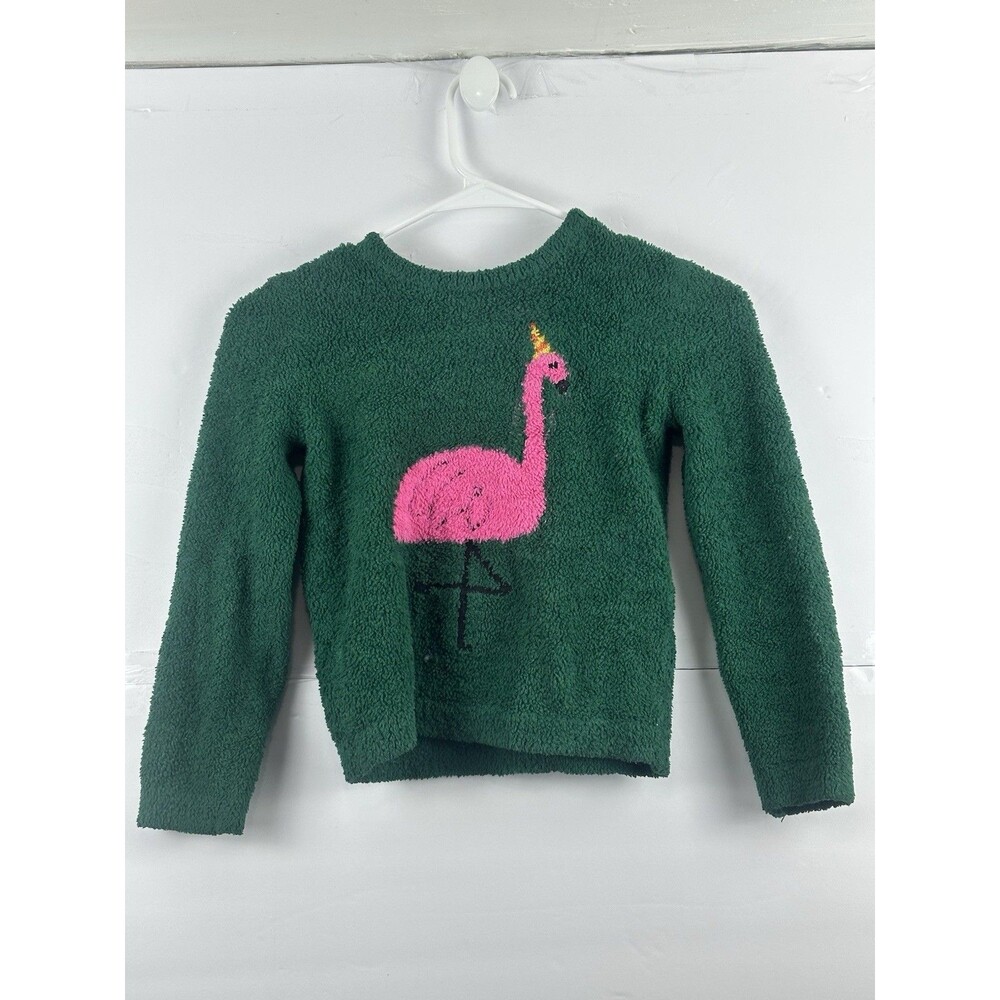 Girls  Harper Canyon Flamingo Sweater Sz 7 Dark Green Fuzzy Nordstrom
